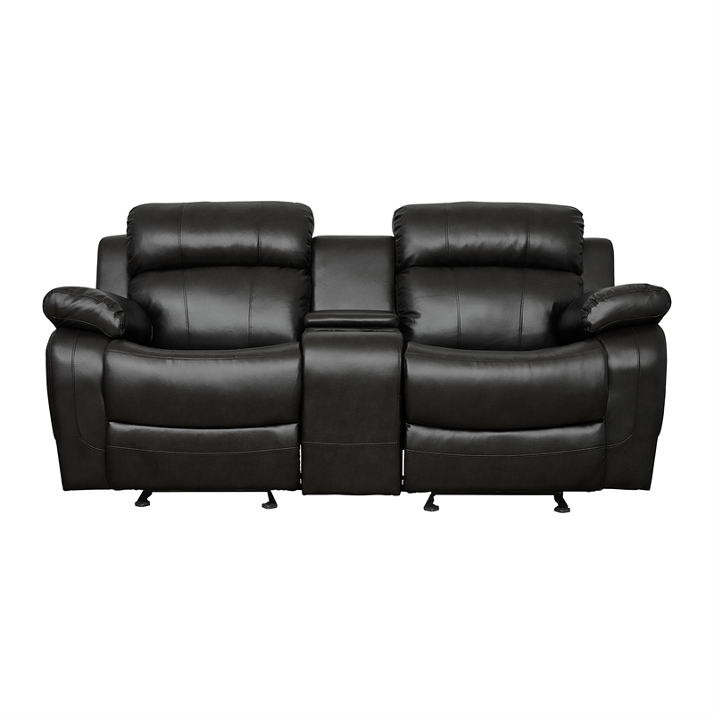 Lexicon Marille Faux Leather 2-Piece Manual Reclining Sofa Set in Black