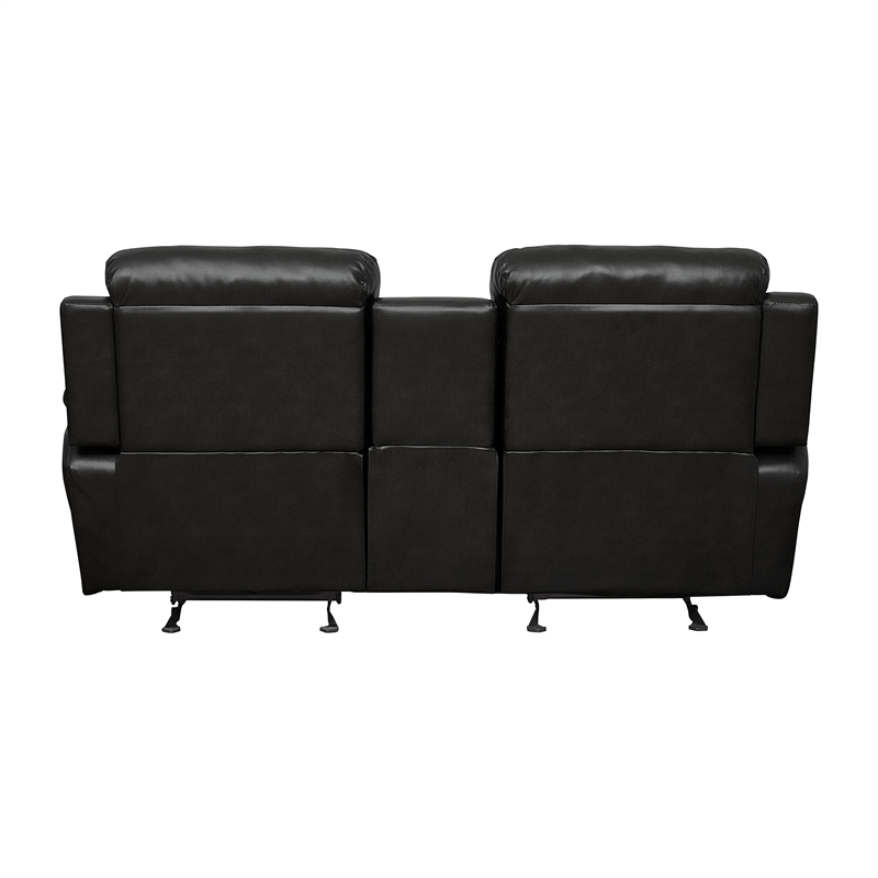 Lexicon Marille Faux Leather 2-Piece Manual Reclining Sofa Set in Black