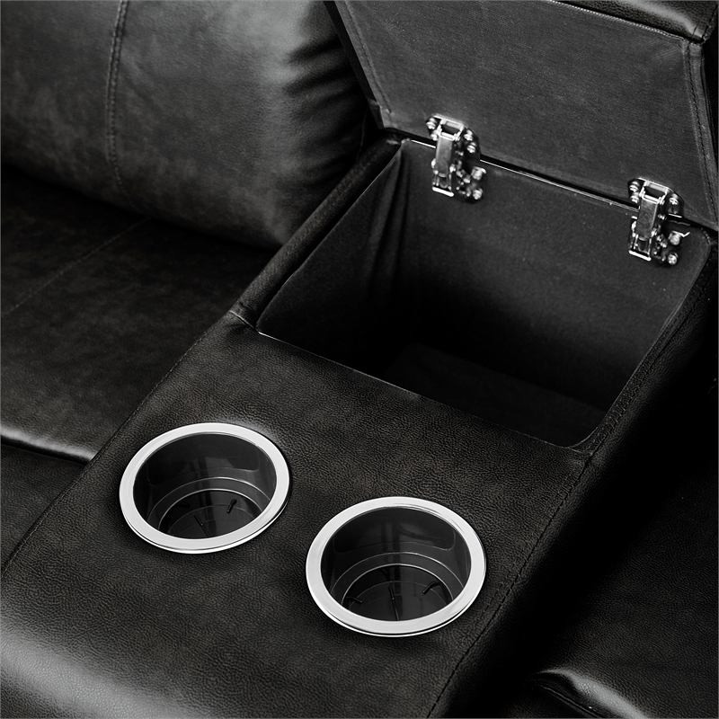 Lexicon Marille Faux Leather 2-Piece Manual Reclining Sofa Set in Black