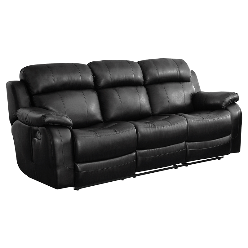Lexicon Marille Faux Leather 2-Piece Manual Reclining Sofa Set in Black