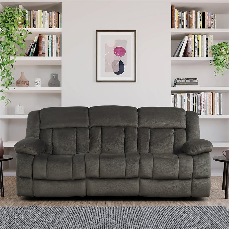 Lexicon Laurelton Microfiber 2-Piece Manual Reclining Sofa Set in Chocolate