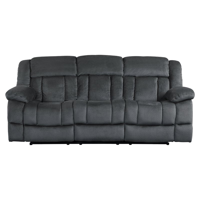 Lexicon Laurelton Microfiber 2-Piece Manual Reclining Sofa Set in Charcoal