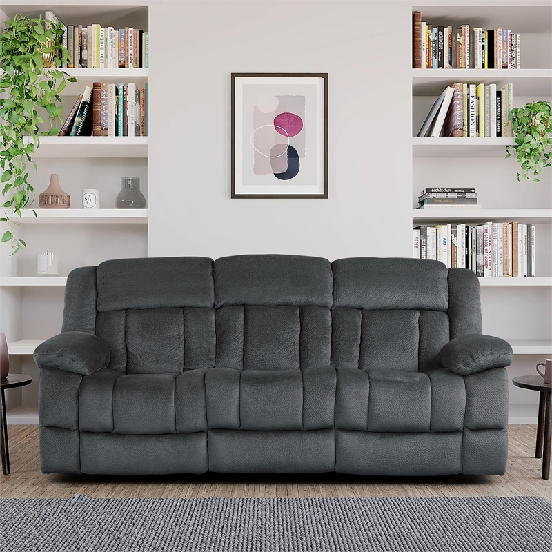 Lexicon Laurelton Microfiber 2-Piece Manual Reclining Sofa Set in Charcoal