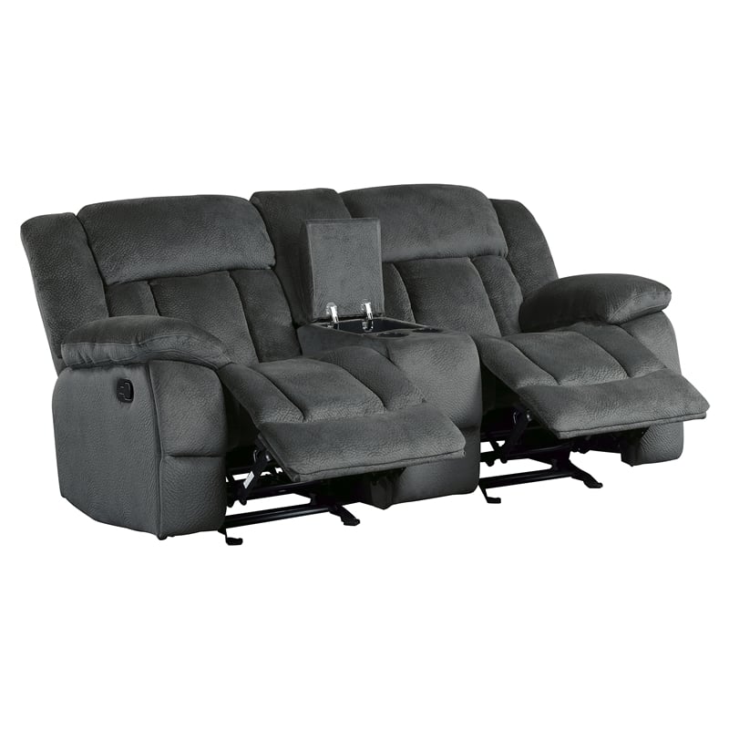 Lexicon Laurelton Microfiber 2-Piece Manual Reclining Sofa Set in Charcoal