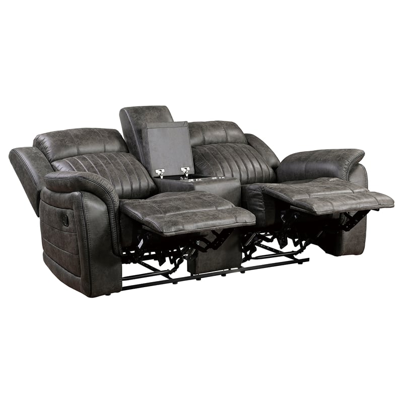 Lexicon Centeroak Microfiber 2-Piece Manual Reclining Sofa Set in Gray