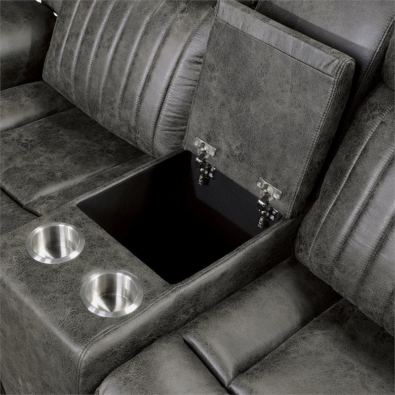Lexicon Centeroak Microfiber 2-Piece Manual Reclining Sofa Set in Gray