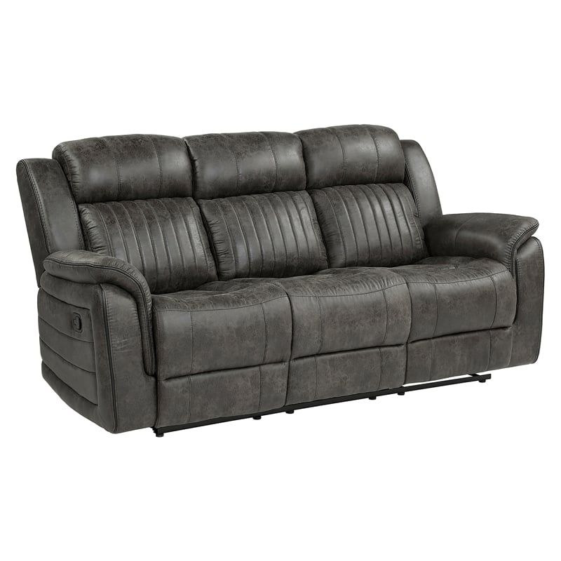 Lexicon Centeroak Microfiber 2-Piece Manual Reclining Sofa Set in Gray