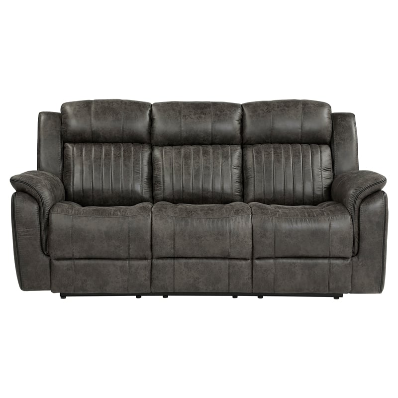 Lexicon Centeroak Microfiber 2-Piece Manual Reclining Sofa Set in Gray