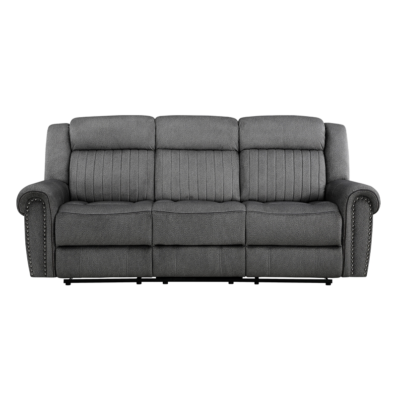 Lexicon Brennen Microfiber 2-Piece Manual Reclining Sofa Set in Charcoal