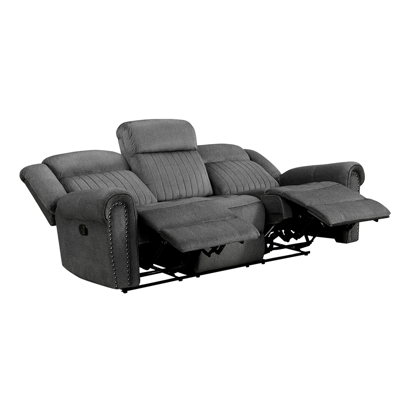 Lexicon Brennen Microfiber 2-Piece Manual Reclining Sofa Set in Charcoal
