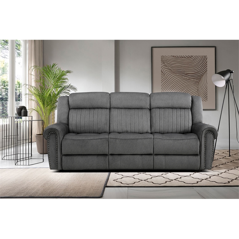 Lexicon Brennen Microfiber 2-Piece Manual Reclining Sofa Set in Charcoal