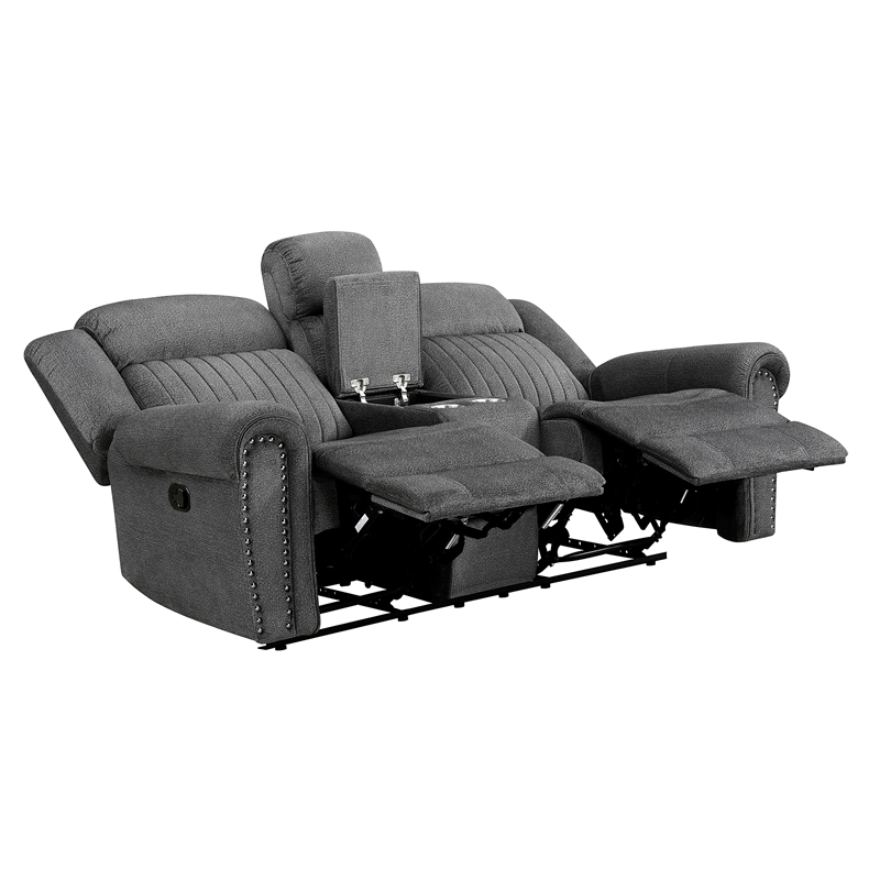 Lexicon Brennen Microfiber 2-Piece Manual Reclining Sofa Set in Charcoal