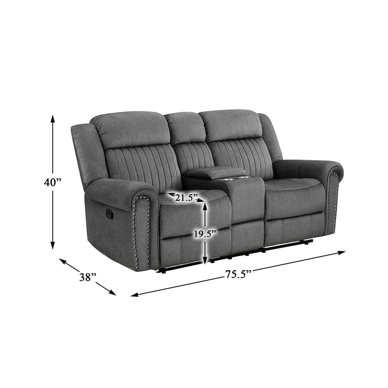 Lexicon Brennen Microfiber 2-Piece Manual Reclining Sofa Set in Charcoal