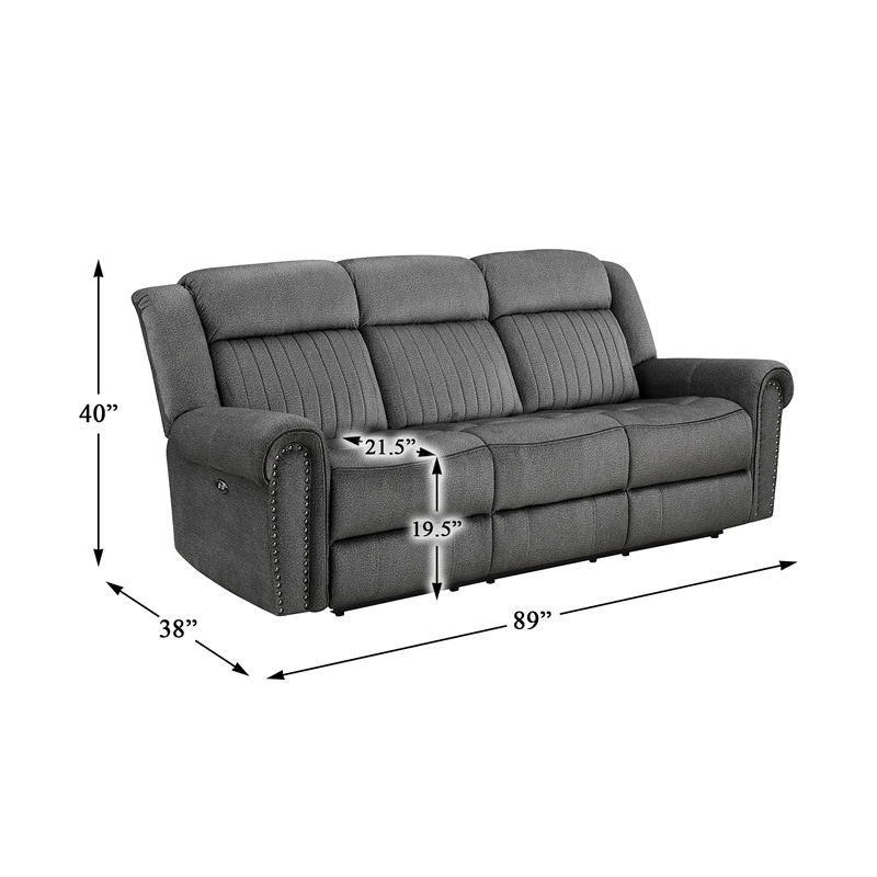 Lexicon Brennen Microfiber 2-Piece Power Reclining Sofa Set in Charcoal
