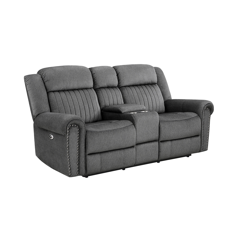 Lexicon Brennen Microfiber 2-Piece Power Reclining Sofa Set in Charcoal