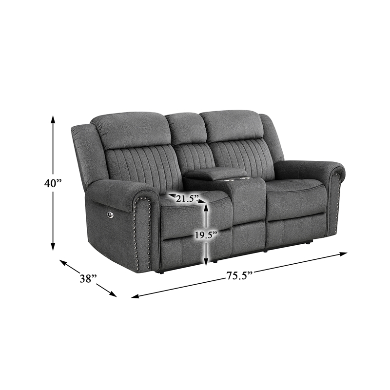 Lexicon Brennen Microfiber 2-Piece Power Reclining Sofa Set in Charcoal