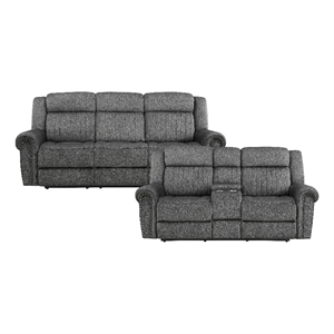 Lexicon Brennen Microfiber 2-Piece Power Reclining Sofa Set in Charcoal