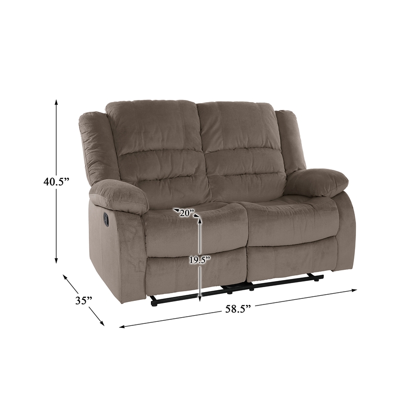 Lexicon Jarita Microfiber 2-Piece Manual Reclining Sofa Set in Chocolate