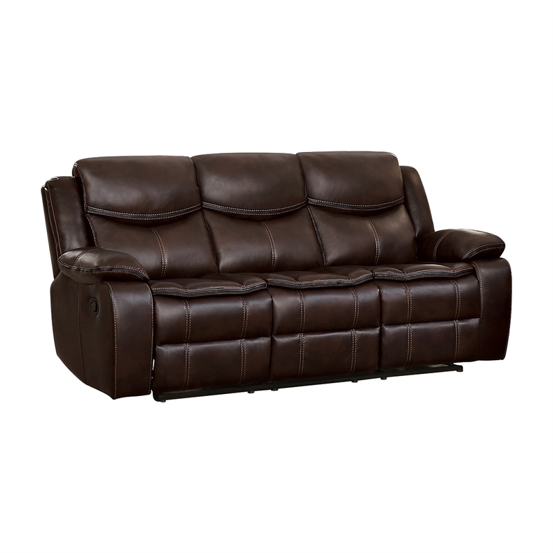 Lexicon Bastrop Faux Leather 2-Piece Manual Reclining Sofa Set in Brown