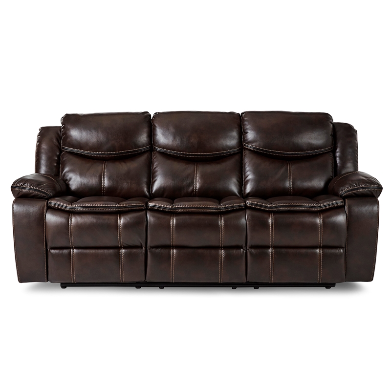 Lexicon Bastrop Faux Leather 2-Piece Manual Reclining Sofa Set in Brown