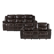 Lexicon Bastrop Faux Leather 2-Piece Manual Reclining Sofa Set in Brown