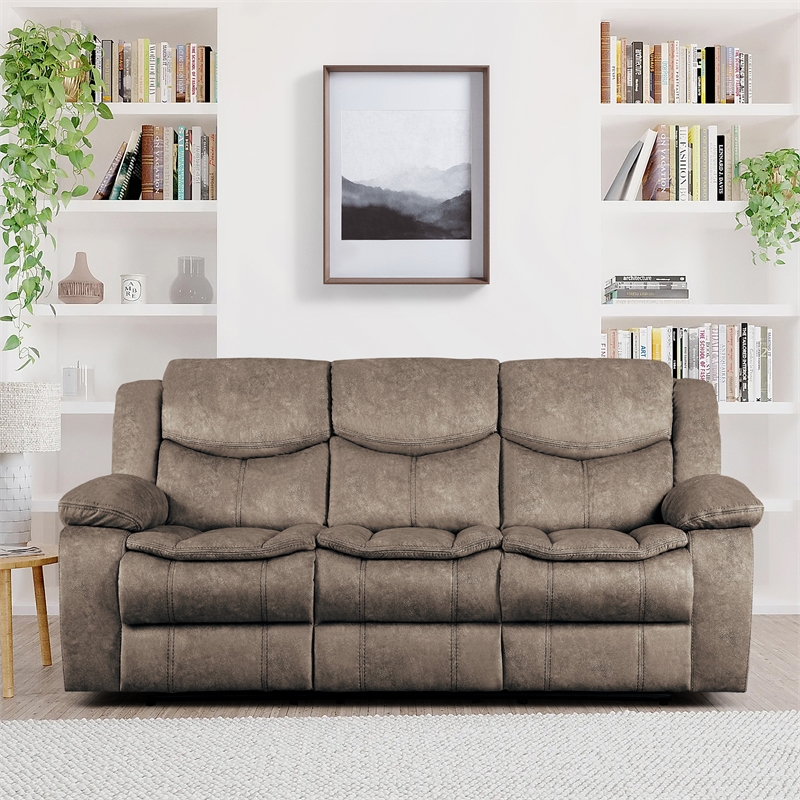 Lexicon Bastrop Microfiber 2-Piece Manual Reclining Sofa Set in Brown