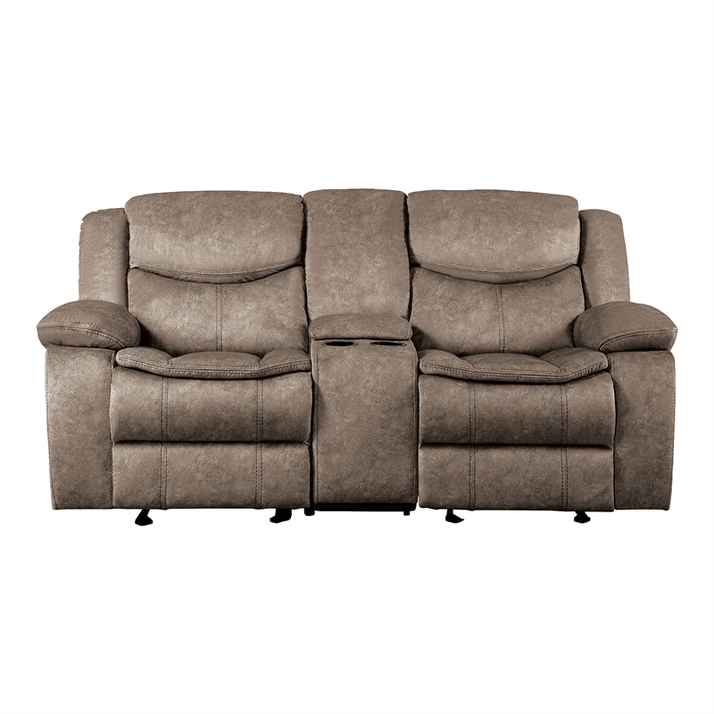 Lexicon Bastrop Microfiber 2-Piece Manual Reclining Sofa Set in Brown