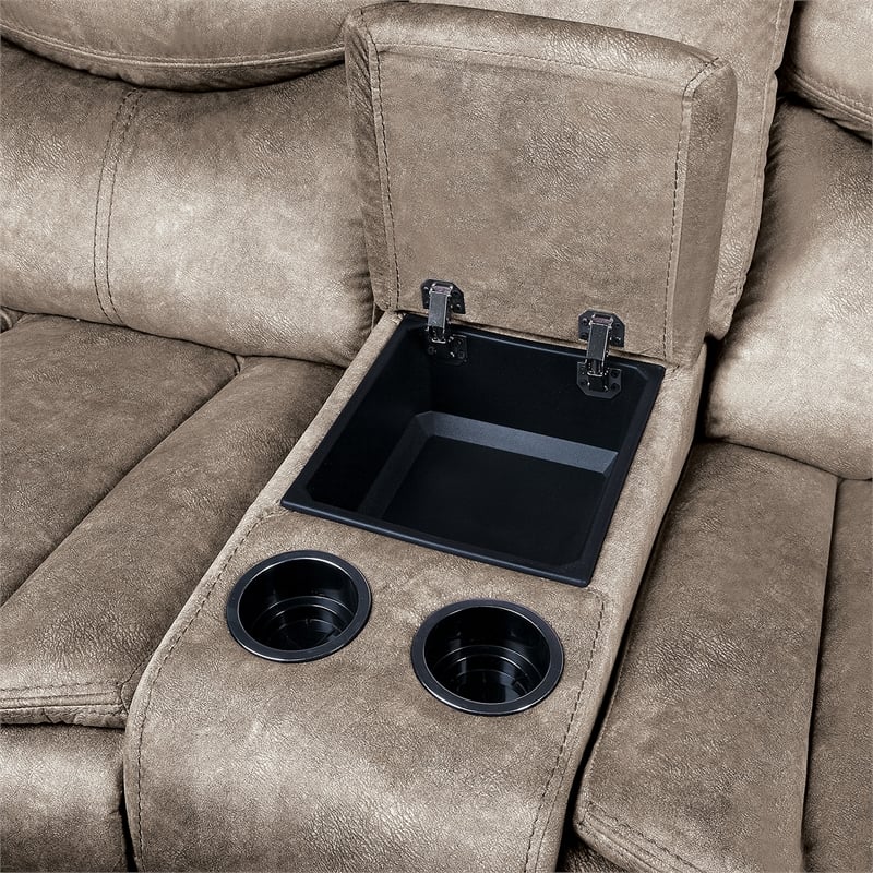 Lexicon Bastrop Microfiber 2-Piece Manual Reclining Sofa Set in Brown