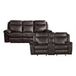 Lexicon Aram Faux Leather 2-Piece Manual Reclining Sofa Set in Dark Brown