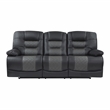Lexicon Fabian Breathable Faux Leather Double Reclining Sofa in 2-Tone Gray