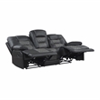 Lexicon Fabian Breathable Faux Leather Double Reclining Sofa in 2-Tone Gray