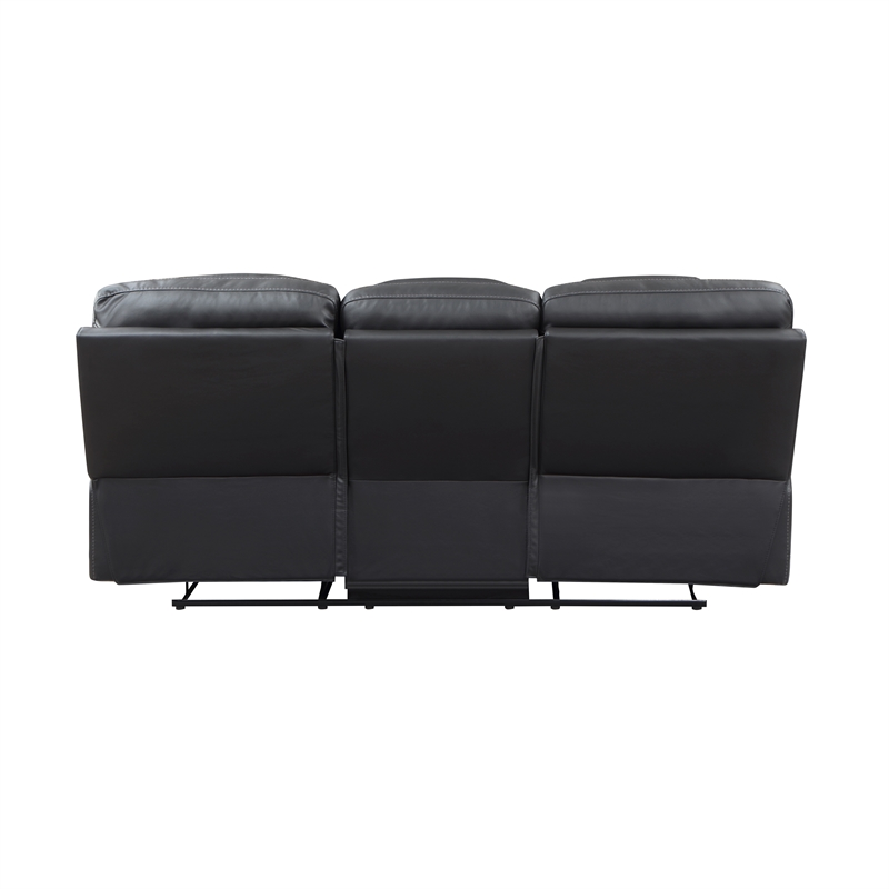 Lexicon Fabian Breathable Faux Leather Double Reclining Sofa in 2-Tone Gray