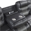 Lexicon Fabian Breathable Faux Leather Double Reclining Sofa in 2-Tone Gray