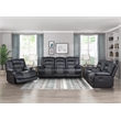 Lexicon Fabian Breathable Faux Leather Double Reclining Sofa in 2-Tone Gray