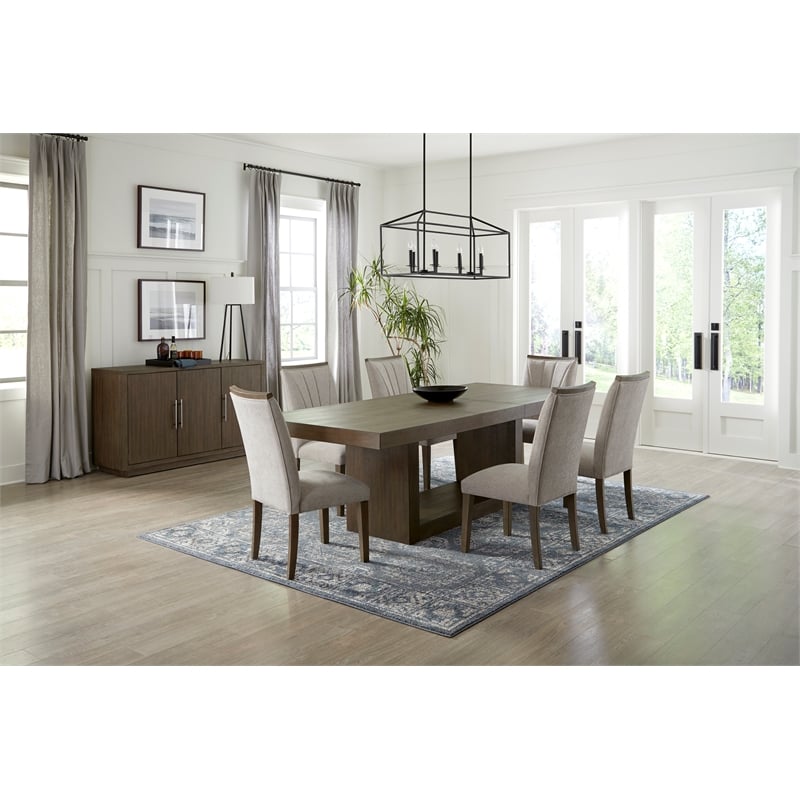 Lexicon Brookings Wood and Fabric Dining Room Chairs in Brown (Set of 2)
