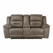 Lexicon Hazen Microfiber Manual Double Reclining Love Seat in Brown