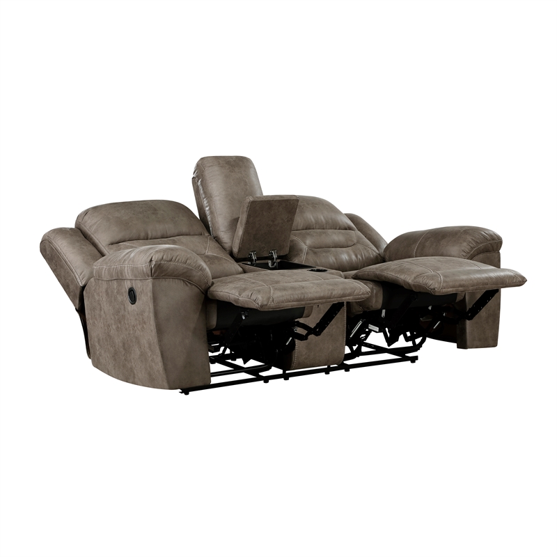 Lexicon Hazen Microfiber Manual Double Reclining Love Seat in Brown