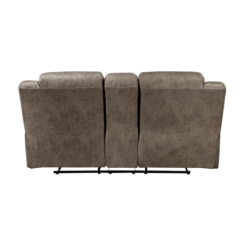 Lexicon Hazen Microfiber Manual Double Reclining Love Seat in Brown