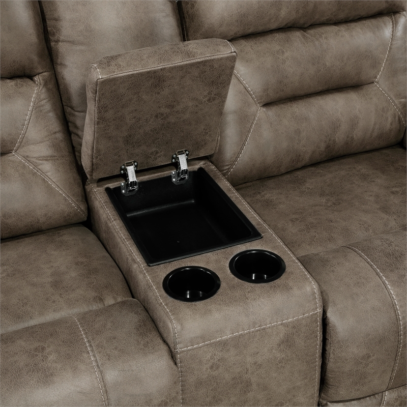 Lexicon Hazen Microfiber Manual Double Reclining Love Seat in Brown