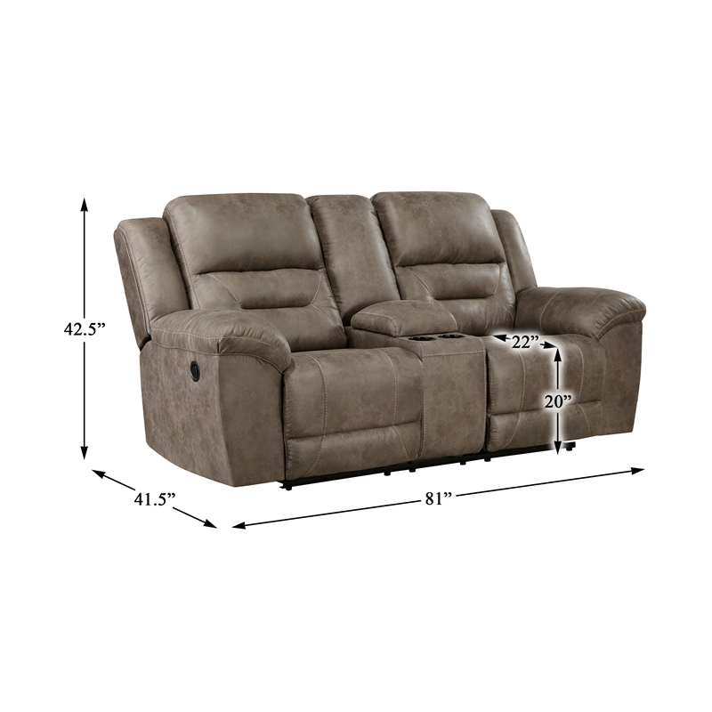 Lexicon Hazen Microfiber Manual Double Reclining Love Seat in Brown