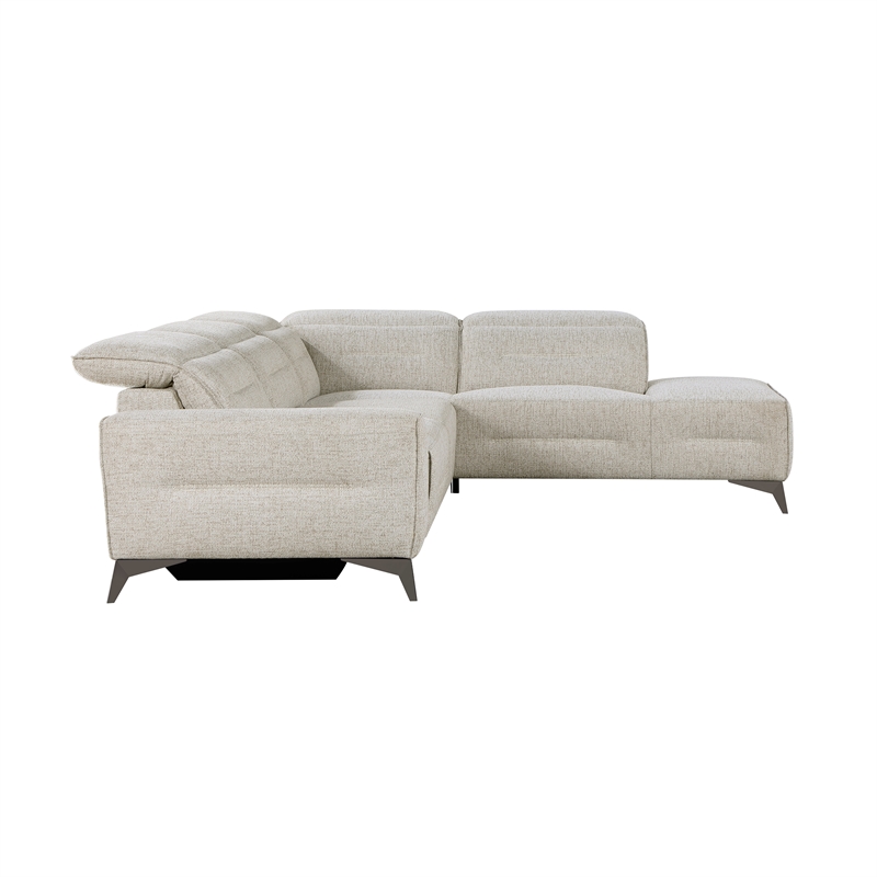 Lexicon Adahlia Chenille Upholstery 2pc Power Sectional w/ Right Chaise in Sand