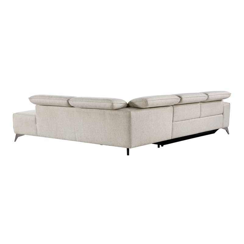 Lexicon Adahlia Chenille Upholstery 2pc Power Sectional w/ Right Chaise in Sand