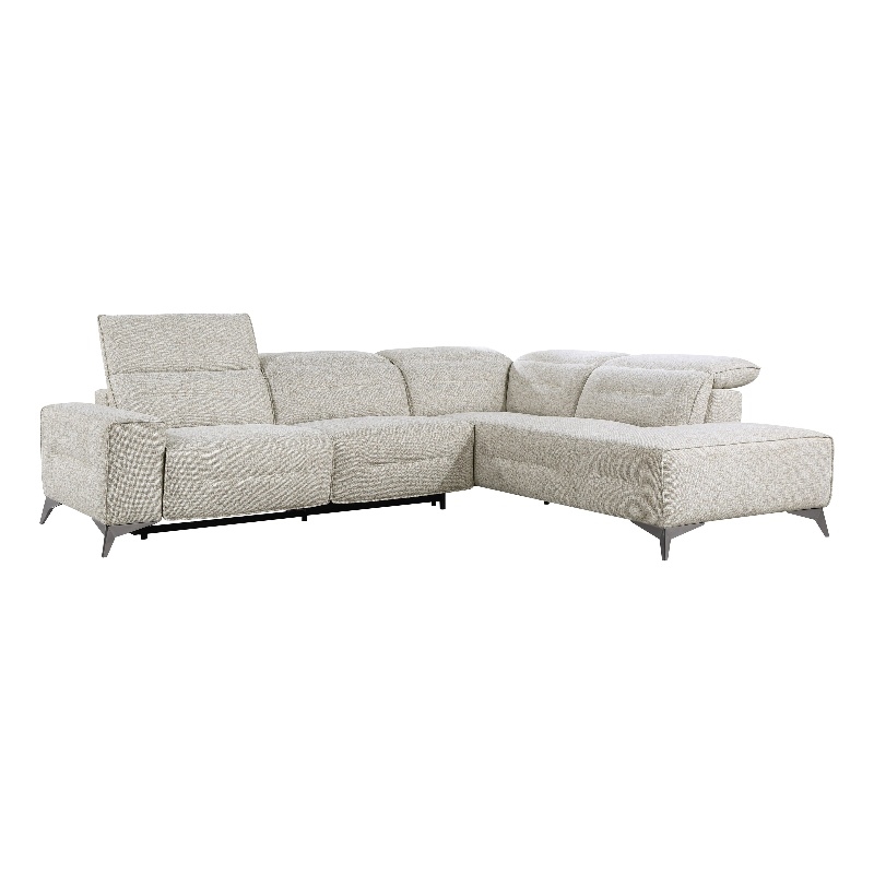 Lexicon Adahlia Chenille Upholstery 2pc Power Sectional w/ Right Chaise in Sand