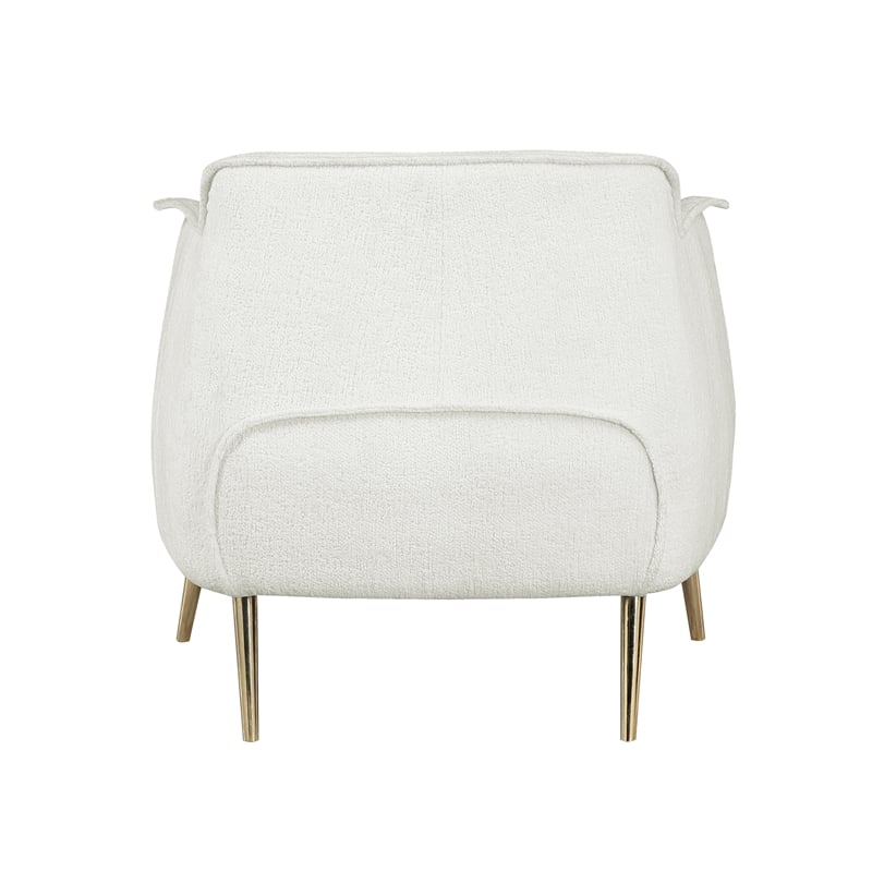 Lexicon Rachael boucle Upholstery Accent Chair with metal legs in White color
