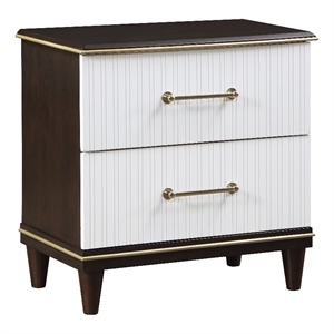 Lexicon Niles Wood Nightstand in 2-Tone with Gold Trim (White & Cherry)