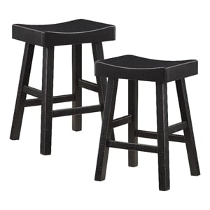 Lexicon Caspian Solid Wood 24&quot Stool in Black Finish