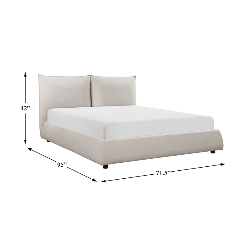 Lexicon Linna Chenille Upholstery Queen Platform Bed in Beige