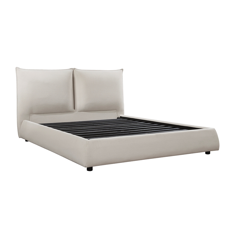 Lexicon Linna Chenille Upholstery Queen Platform Bed in Beige