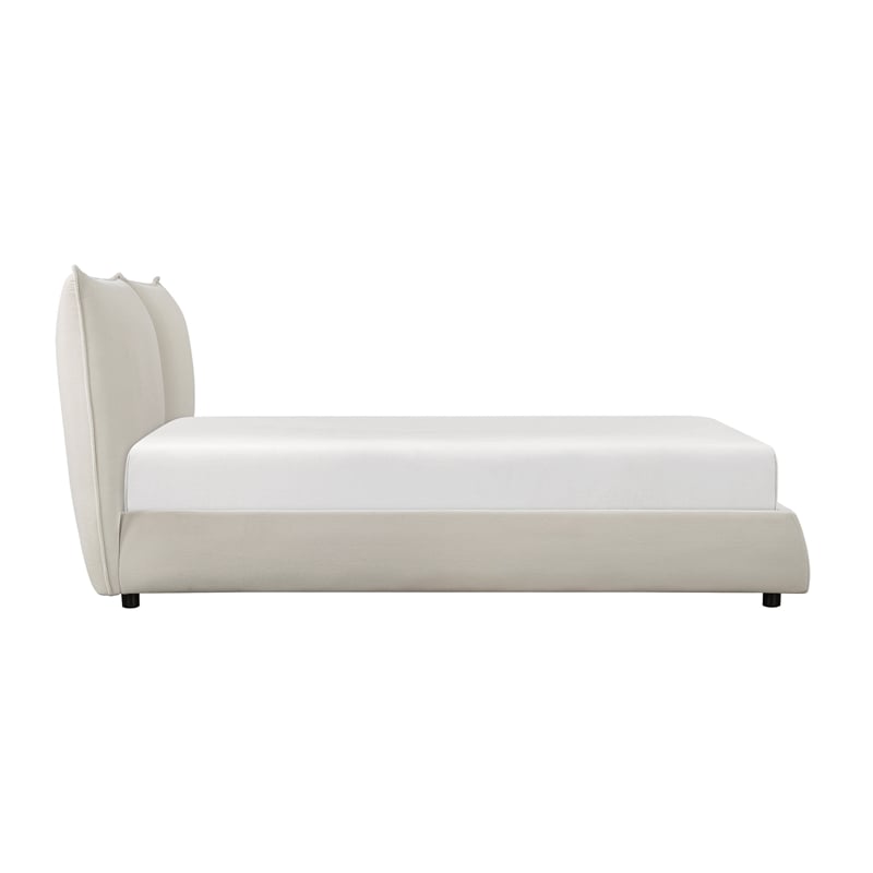 Lexicon Linna Chenille Upholstery Eastern King Platform Bed in Beige