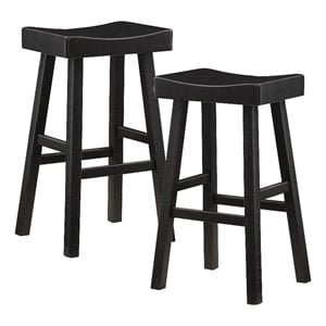Lexicon Caspian Solid Wood 29&quot Stool in Black Finish
